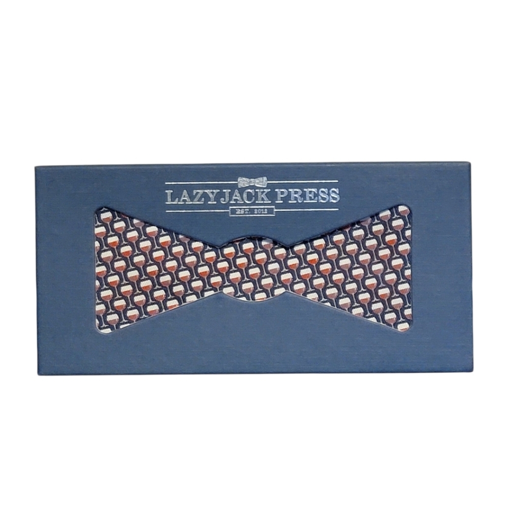 NEW LAZYJACK PRESS Mens On Cloud Wine Bowtie Tie in‎ Red Blue and White NIB